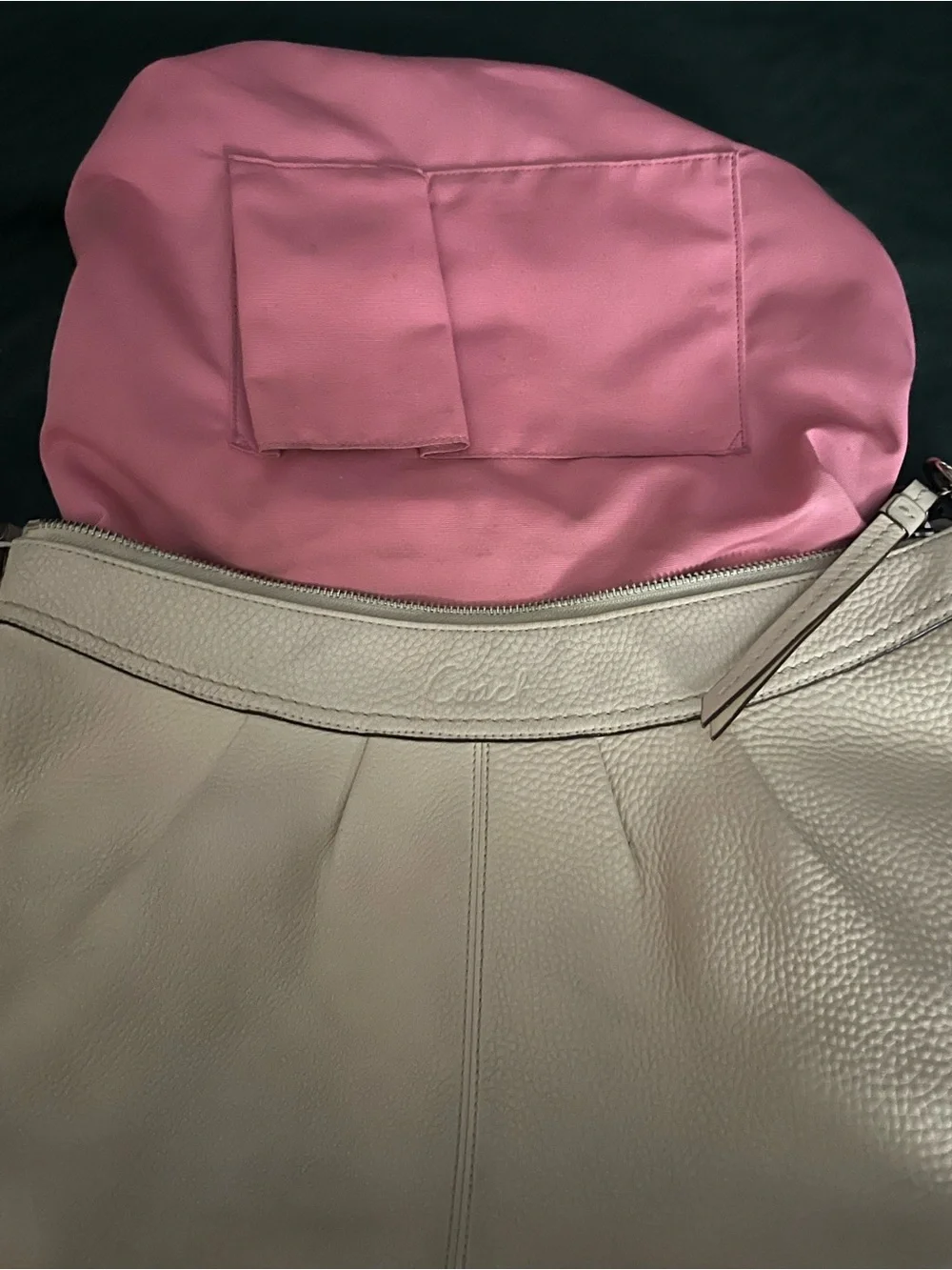 Vintage Cream Leather Coach Tote Bag